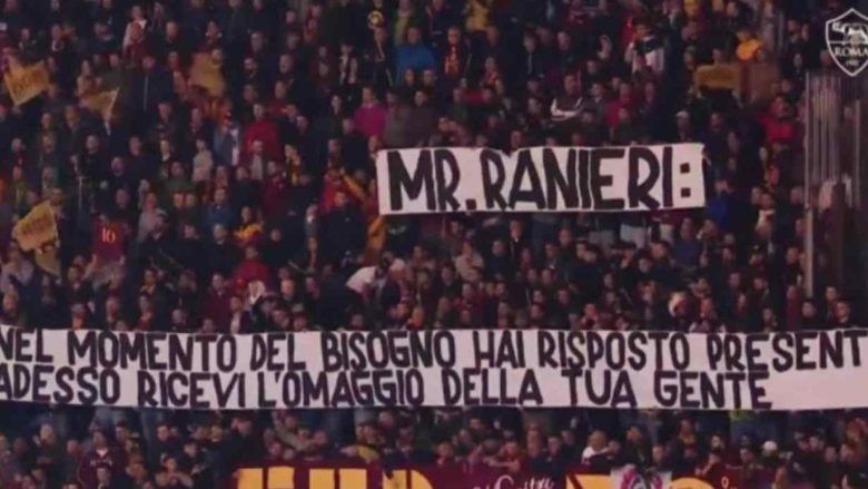 Il saluto dei tifosi a Ranieri nel 2019